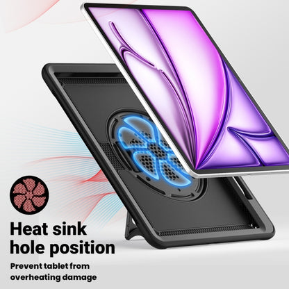 For iPad Air 13 2025 / 2024 Honeycomb Hand Grip Turntable Stand Tablet Case(Black) - iPad Air 13 2025 / 2024 Cases by buy2fix | Online Shopping UK | buy2fix