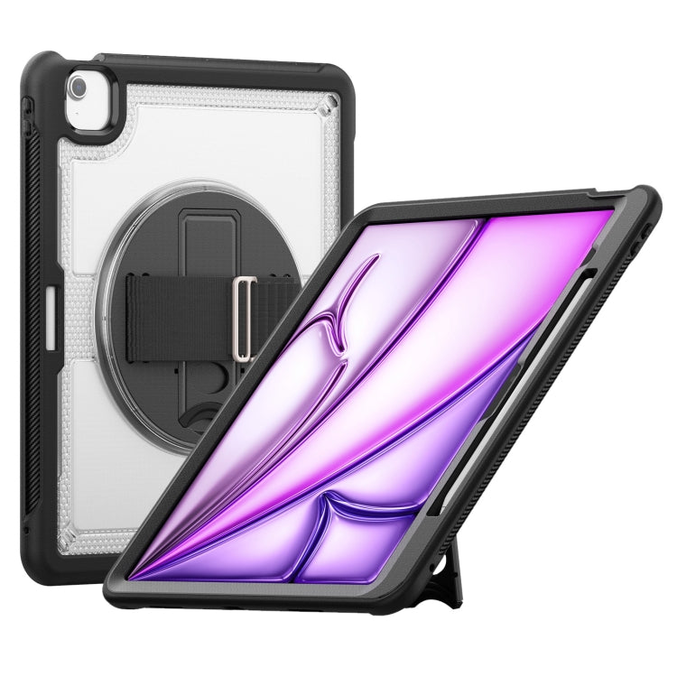 For iPad Air 13 2025 / 2024 Honeycomb Hand Grip Turntable Stand Tablet Case(Transparent) - iPad Air 13 2025 / 2024 Cases by buy2fix | Online Shopping UK | buy2fix