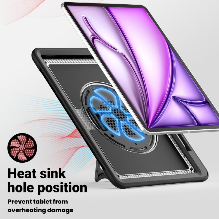 For iPad Air 13 2025 / 2024 Honeycomb Hand Grip Turntable Stand Tablet Case(Transparent) - iPad Air 13 2025 / 2024 Cases by buy2fix | Online Shopping UK | buy2fix