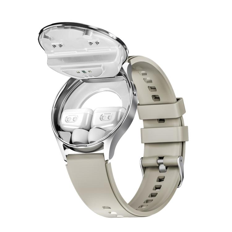X10 Headphones Smart Watch 1.39 inch Waterproof Bracelet, Support Bluetooth Call / NFC / Heart Rate(Silver + Silicone) by buy2fix