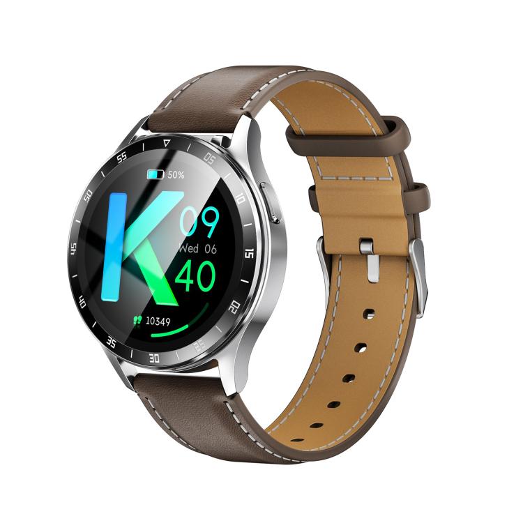 X10 Headphones Smart Watch 1.39 inch Waterproof Bracelet, Support Bluetooth Call / NFC / Heart Rate(Silver + Brown Leather) - Smart Watches by buy2fix | Online Shopping UK | buy2fix