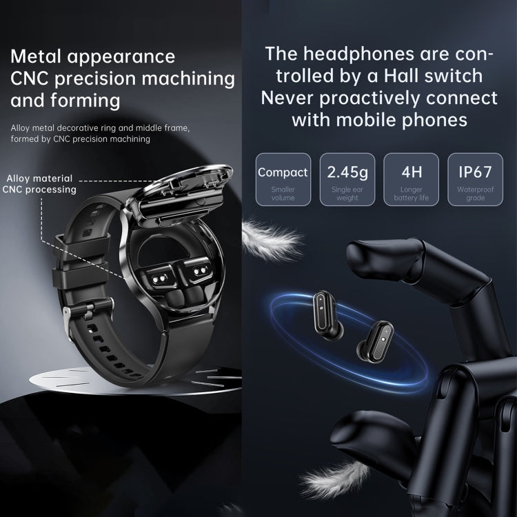 X10 Headphones Smart Watch 1.39 inch Waterproof Bracelet, Support Bluetooth Call / NFC / Heart Rate(Black + Siliver) by buy2fix