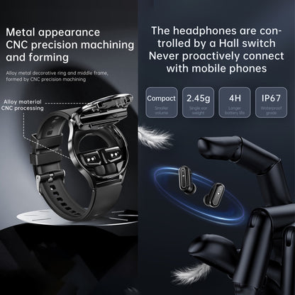 X10 Headphones Smart Watch 1.39 inch Waterproof Bracelet, Support Bluetooth Call / NFC / Heart Rate(Silver + Silicone) by buy2fix