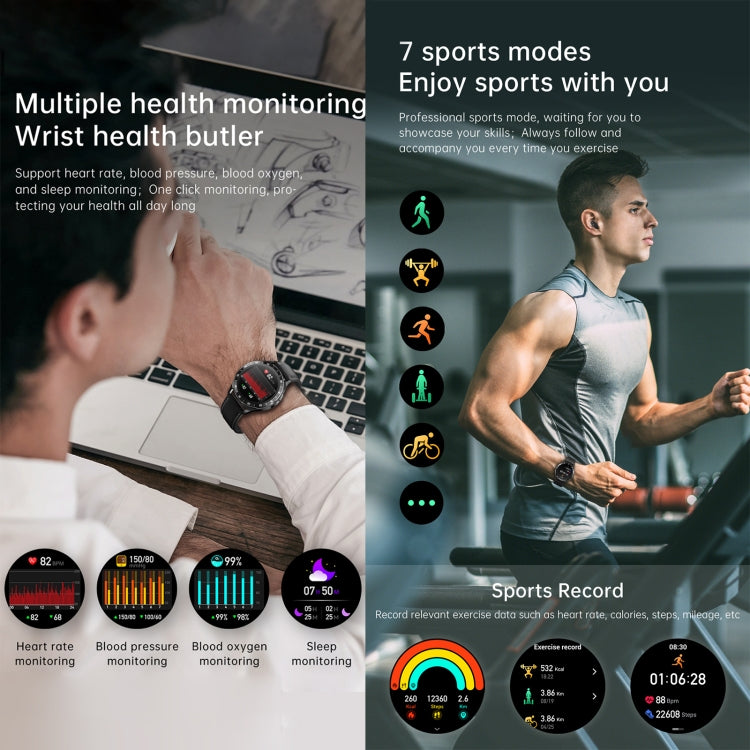 X10 Headphones Smart Watch 1.39 inch Waterproof Bracelet, Support Bluetooth Call / NFC / Heart Rate(Black + Siliver) by buy2fix