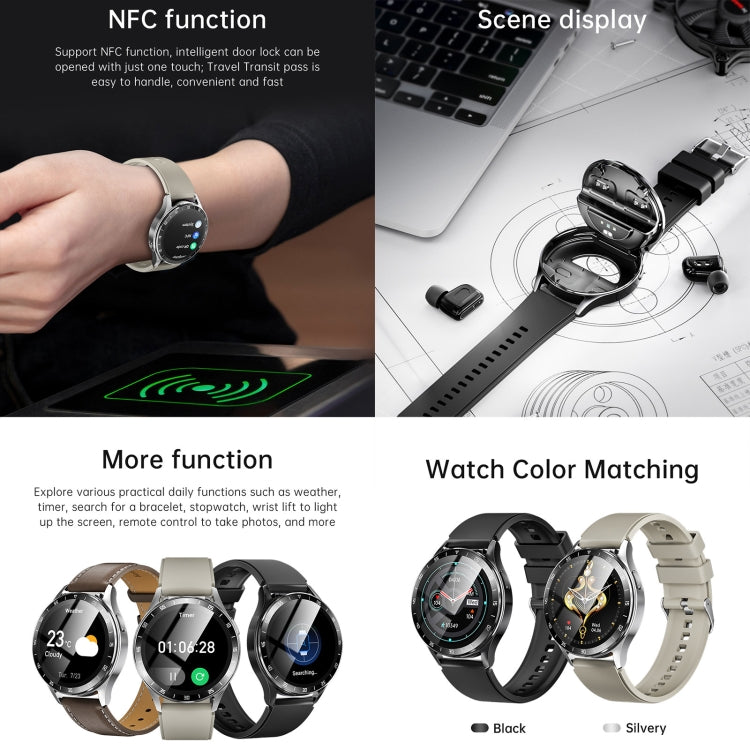 X10 Headphones Smart Watch 1.39 inch Waterproof Bracelet, Support Bluetooth Call / NFC / Heart Rate(Black + Siliver) by buy2fix
