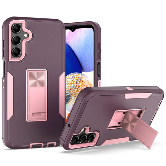 For Samsung Galaxy A15 Magnetic Holder PC + TPU Phone Case(Purple Red+Rose Gold) by buy2fix