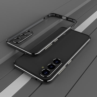 For Samsung Galaxy S23 FE 5G Aurora Series Lens Protector + Metal Frame Phone Case(Black Silver) - Galaxy S23 FE 5G Cases by buy2fix | Online Shopping UK | buy2fix