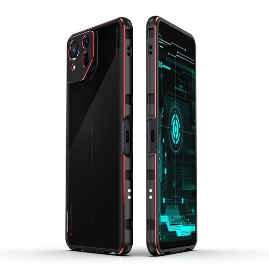 For ASUS ROG Phone 8 Lens Protector + Metal Frame Phone Case(Black Red) - ASUS Cases by buy2fix | Online Shopping UK | buy2fix