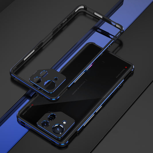 For ASUS ROG Phone 8 Lens Protector + Metal Frame Phone Case(Black Blue) - ASUS Cases by buy2fix | Online Shopping UK | buy2fix