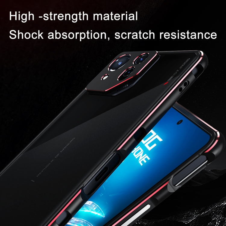 For ASUS ROG Phone 8 Lens Protector + Metal Frame Phone Case(Black Red) - ASUS Cases by buy2fix | Online Shopping UK | buy2fix