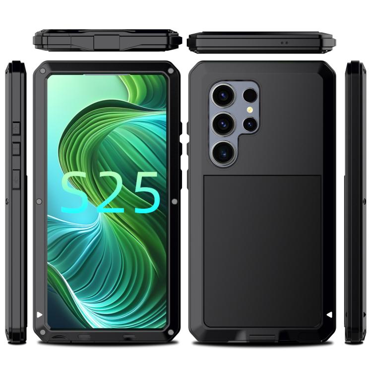 For Samsung Galaxy S25 Ultra 5G Shockproof Life Waterproof Silicone + Zinc Alloy Phone Case(Black) - Galaxy S25 Ultra 5G Cases by buy2fix | Online Shopping UK | buy2fix