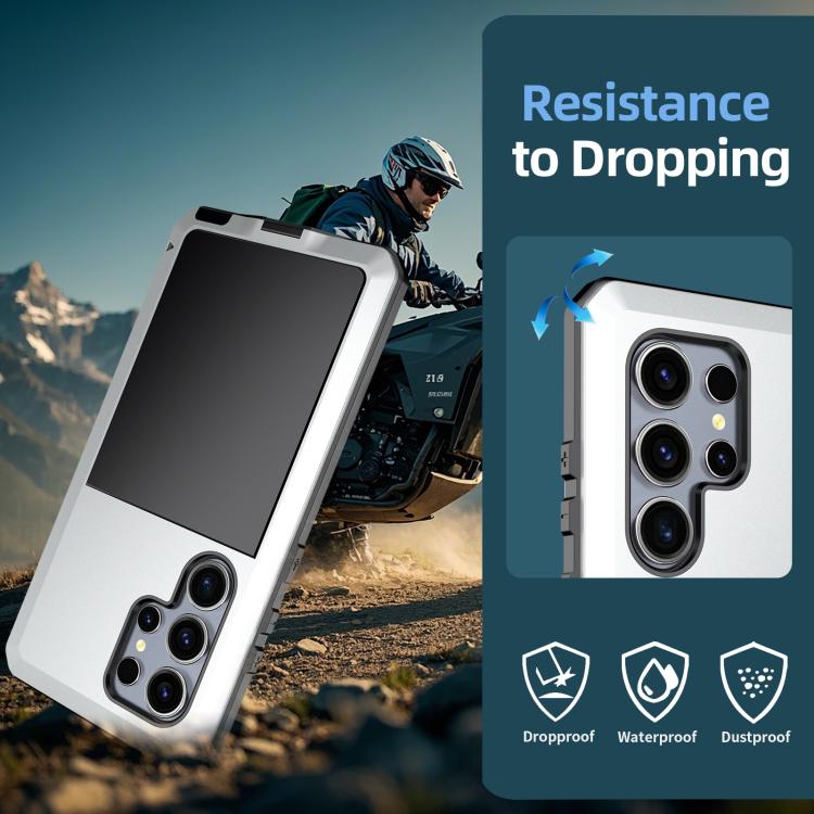 For Samsung Galaxy S25 Ultra 5G Shockproof Life Waterproof Silicone + Zinc Alloy Phone Case(Silver) - Galaxy S25 Ultra 5G Cases by buy2fix | Online Shopping UK | buy2fix