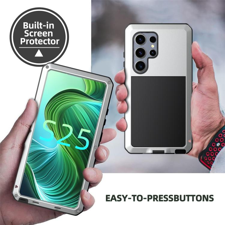 For Samsung Galaxy S25 Ultra 5G Shockproof Life Waterproof Silicone + Zinc Alloy Phone Case(Silver) - Galaxy S25 Ultra 5G Cases by buy2fix | Online Shopping UK | buy2fix