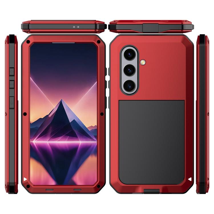 For Samsung Galaxy S25 5G Shockproof Life Waterproof Silicone + Zinc Alloy Phone Case(Red) - Galaxy S25 5G Cases by buy2fix | Online Shopping UK | buy2fix