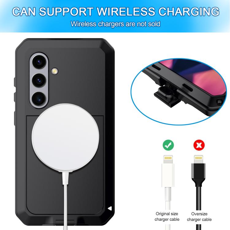 For Samsung Galaxy S25+ 5G Shockproof Life Waterproof Silicone + Zinc Alloy Phone Case(Black) - Galaxy S25+ 5G Cases by buy2fix | Online Shopping UK | buy2fix