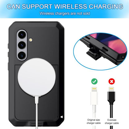 For Samsung Galaxy S25+ 5G Shockproof Life Waterproof Silicone + Zinc Alloy Phone Case(Black) - Galaxy S25+ 5G Cases by buy2fix | Online Shopping UK | buy2fix