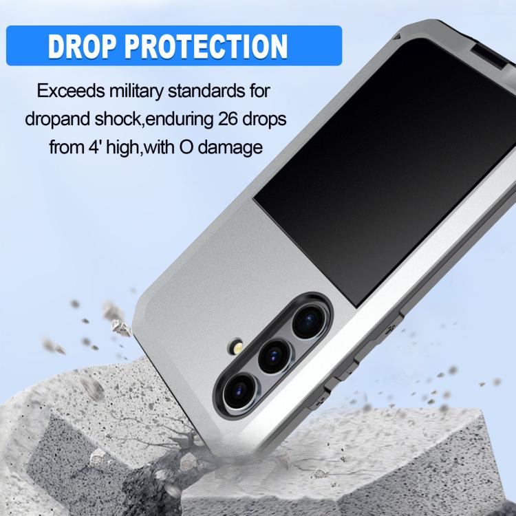 For Samsung Galaxy S25+ 5G Shockproof Life Waterproof Silicone + Zinc Alloy Phone Case(Silver) - Galaxy S25+ 5G Cases by buy2fix | Online Shopping UK | buy2fix