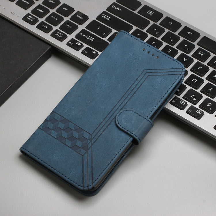 For Tecno Spark Go 2024 Cubic Skin Feel Flip Leather Phone Case(Blue) by buy2fix