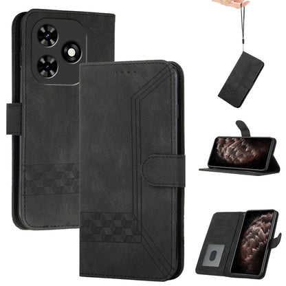 For Tecno Spark Go 2024 Cubic Skin Feel Flip Leather Phone Case(Black) by buy2fix