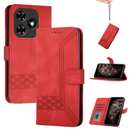 For Tecno Spark Go 2024 Cubic Skin Feel Flip Leather Phone Case(Red) by buy2fix