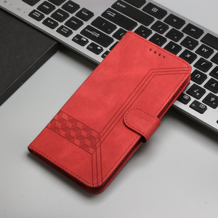 For Tecno Spark Go 2024 Cubic Skin Feel Flip Leather Phone Case(Red) by buy2fix