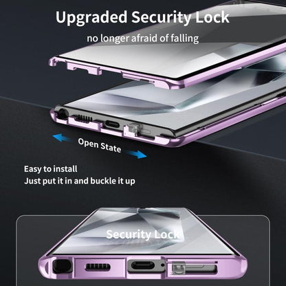 For Samsung Galaxy S25 Ultra 5G MagSafe Magnetic HD Frosted Tempered Glass Holder Phone Case(Purple) - Galaxy S25 Ultra 5G Cases by buy2fix | Online Shopping UK | buy2fix