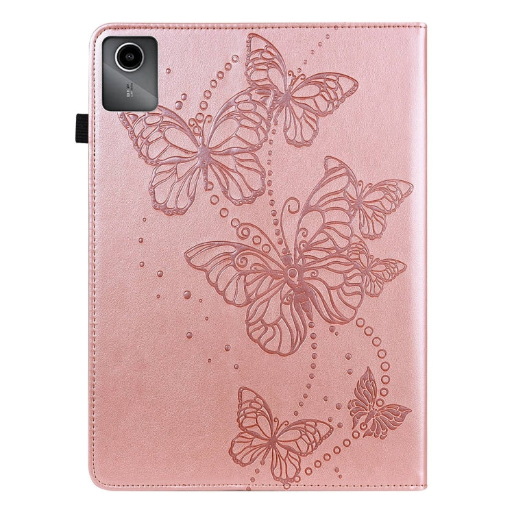 For Lenovo Tab M11 / Xiaoxin Pad 11 2024 Embossed Butterfly Pattern Leather Tablet Case(Pink) - Lenovo by buy2fix | Online Shopping UK | buy2fix