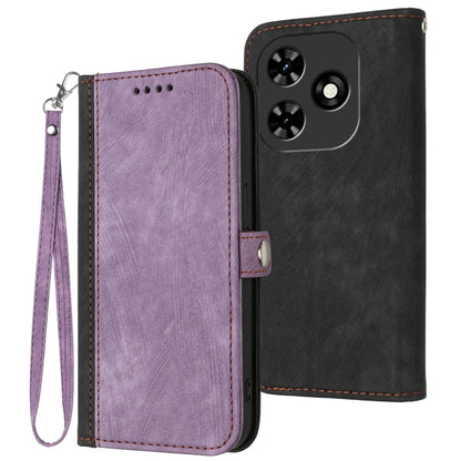 For Tecno Spark Go 2024 Side Buckle Double Fold Hand Strap Leather Phone Case(Purple) by buy2fix