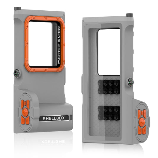Diving Shell Gen3 Bluetooth Waterproof Phone Case(Grey Orange) - Waterproof Bag by buy2fix | Online Shopping UK | buy2fix