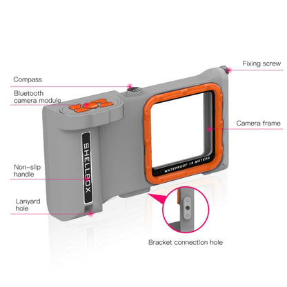 Diving Shell Gen3 Bluetooth Waterproof Phone Case(Grey Orange) - Waterproof Bag by buy2fix | Online Shopping UK | buy2fix