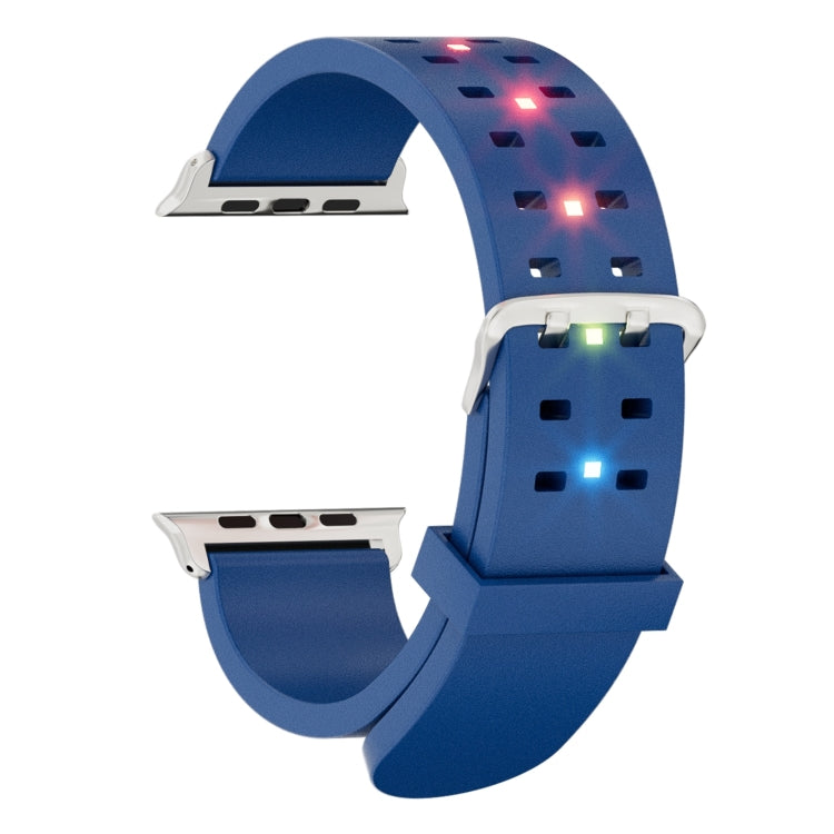 For Apple Watch SE 2023 44mm Luminous Colorful Light Silicone Watch Band(Blue) by buy2fix