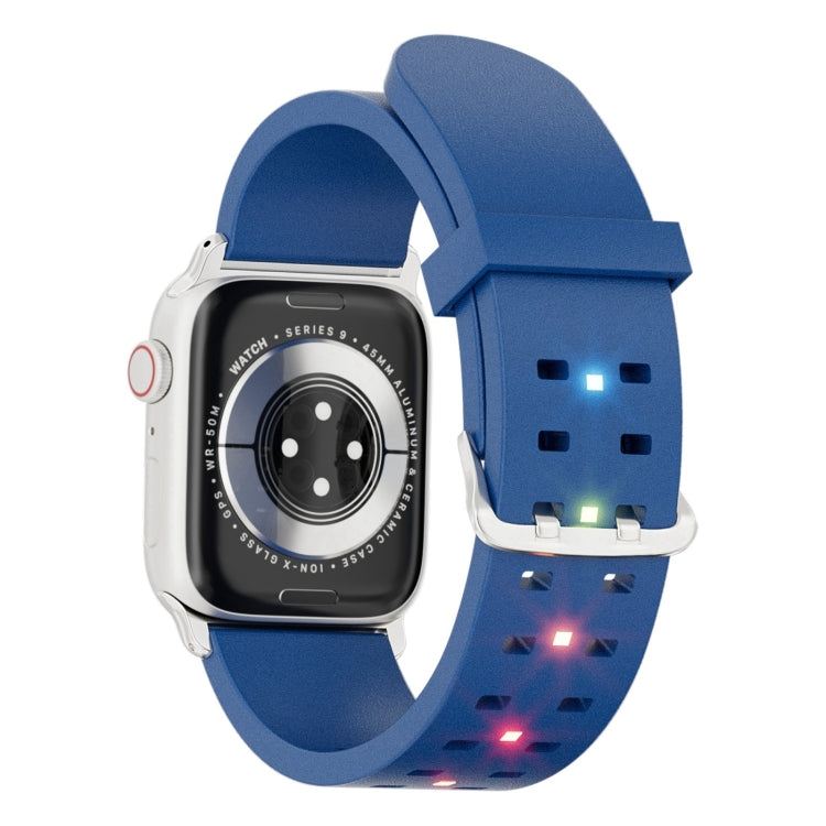 For Apple Watch Series 9 45mm Luminous Colorful Light Silicone Watch Band(Blue) by buy2fix
