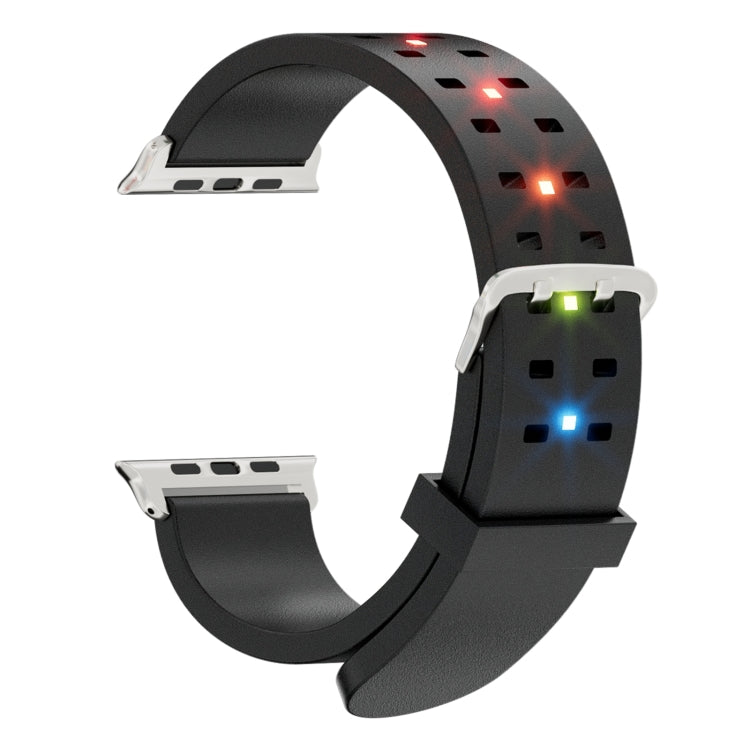 For Apple Watch Ultra 49mm Luminous Colorful Light Silicone Watch Band(Black) by buy2fix