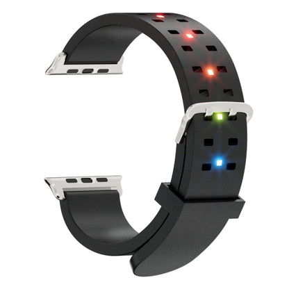 For Apple Watch Ultra 49mm Luminous Colorful Light Silicone Watch Band(Black) by buy2fix