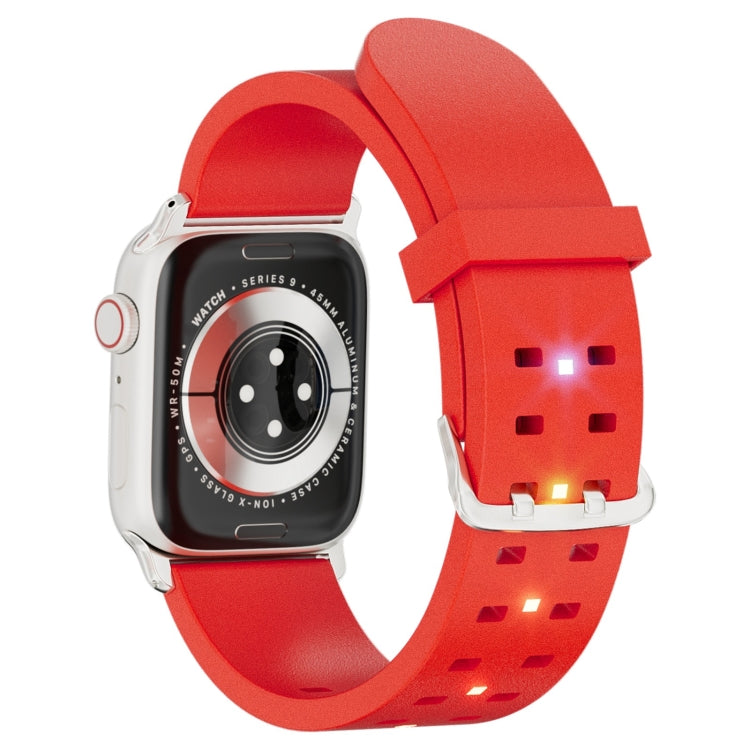 For Apple Watch Series 4 44mm Luminous Colorful Light Silicone Watch Band(Red) by buy2fix