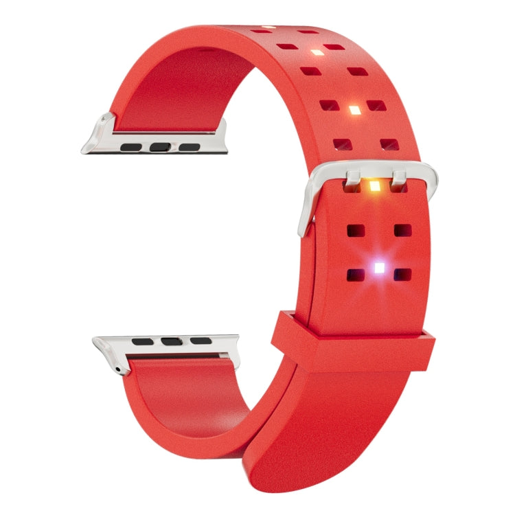 For Apple Watch Series 4 44mm Luminous Colorful Light Silicone Watch Band(Red) by buy2fix