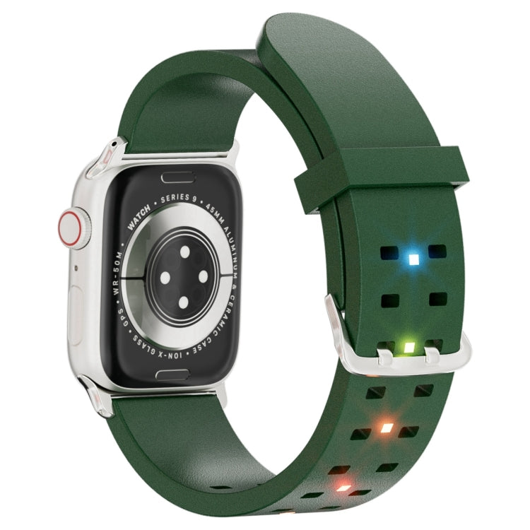 For Apple Watch Series 3 38mm Luminous Colorful Light Silicone Watch Band(Green) by buy2fix