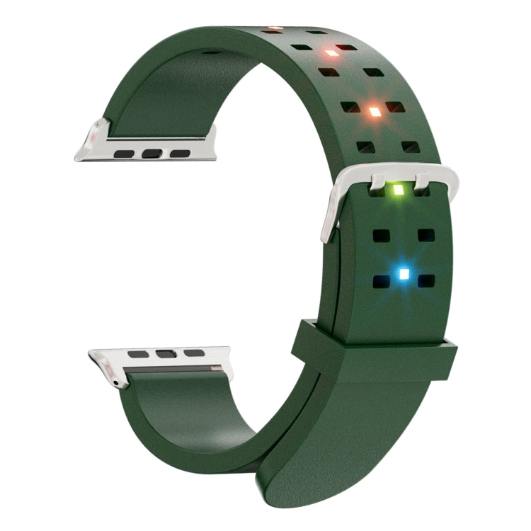 For Apple Watch Series 3 38mm Luminous Colorful Light Silicone Watch Band(Green) by buy2fix