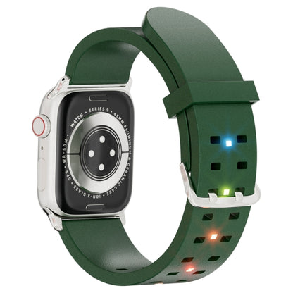 For Apple Watch Series 3 42mm Luminous Colorful Light Silicone Watch Band(Green) by buy2fix