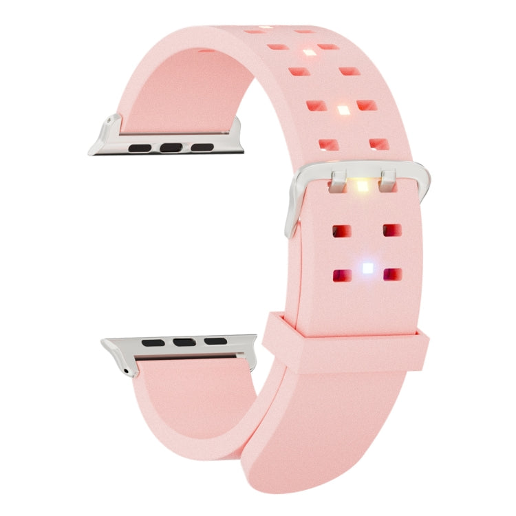 For Apple Watch Series 3 42mm Luminous Colorful Light Silicone Watch Band(Pink) by buy2fix