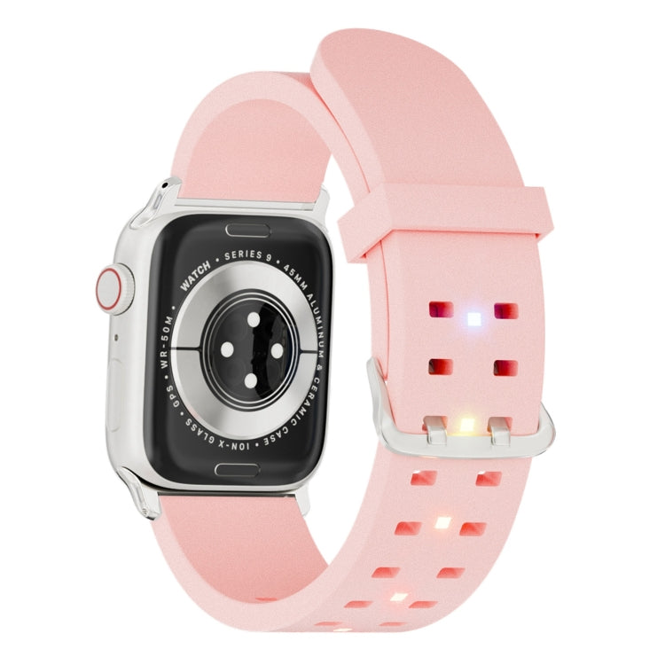 For Apple Watch 42mm Luminous Colorful Light Silicone Watch Band(Pink) by buy2fix