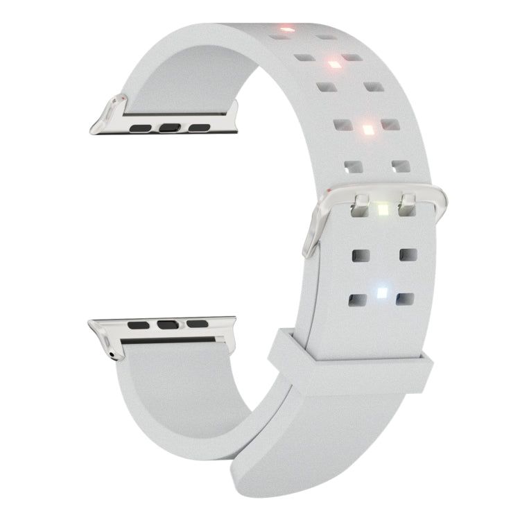 For Apple Watch 42mm Luminous Colorful Light Silicone Watch Band(Light Grey) by buy2fix