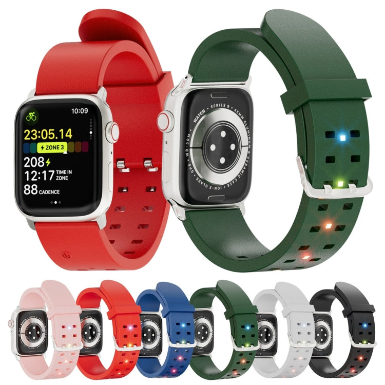For Apple Watch Series 2 42mm Luminous Colorful Light Silicone Watch Band(Blue) by buy2fix