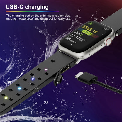 For Apple Watch Series 8 41mm Luminous Colorful Light Silicone Watch Band(Black) by buy2fix