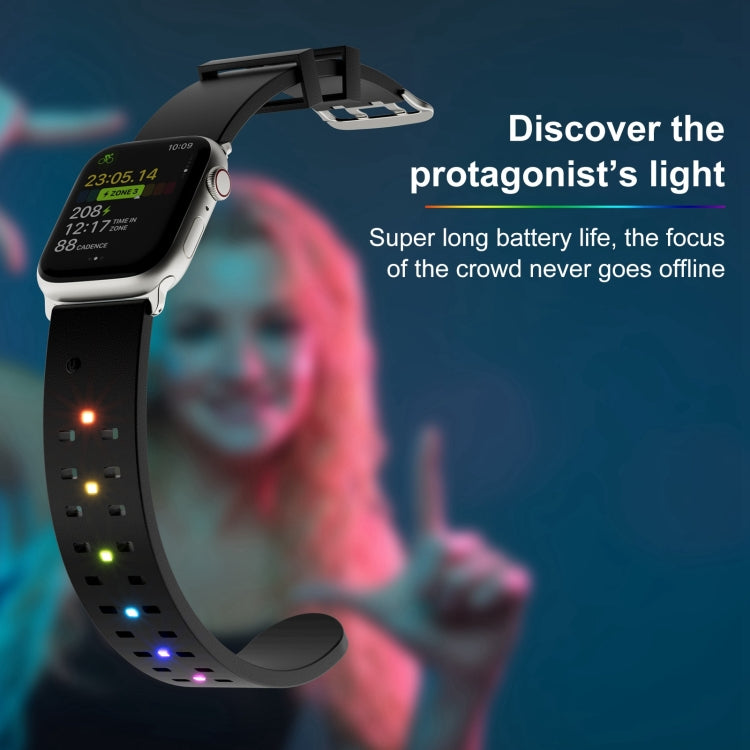 For Apple Watch Series 2 42mm Luminous Colorful Light Silicone Watch Band(Blue) by buy2fix