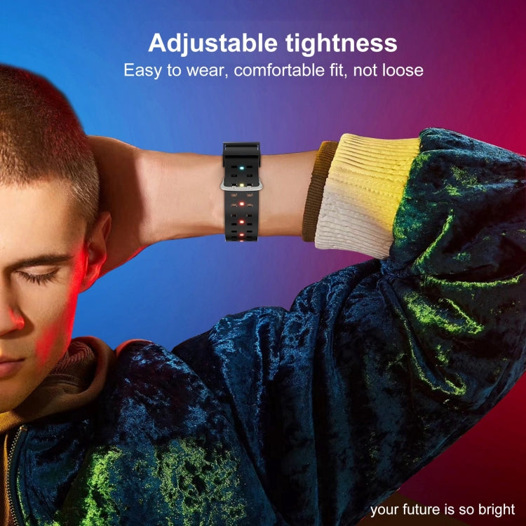 For Apple Watch Series 8 45mm Luminous Colorful Light Silicone Watch Band(Black) by buy2fix
