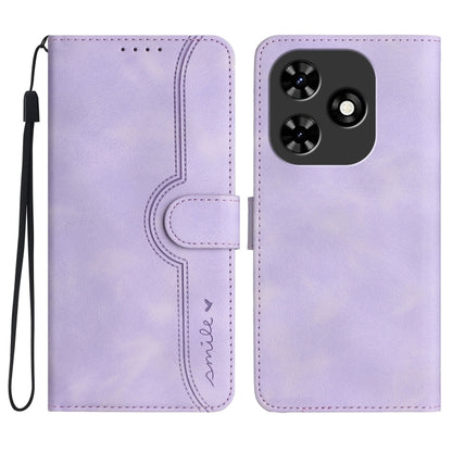 For Tecno Spark Go 2024 Heart Pattern Skin Feel Leather Phone Case(Purple) by buy2fix