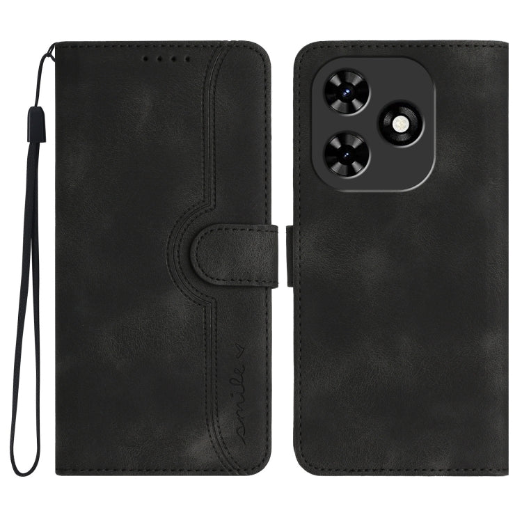 For Tecno Spark Go 2024 Heart Pattern Skin Feel Leather Phone Case(Black) by buy2fix
