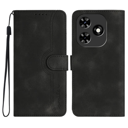 For Tecno Spark Go 2024 Heart Pattern Skin Feel Leather Phone Case(Black) by buy2fix