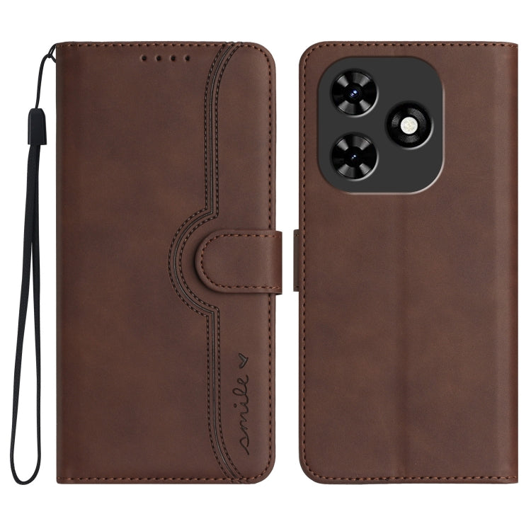For Tecno Spark Go 2024 Heart Pattern Skin Feel Leather Phone Case(Brown) by buy2fix